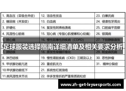 足球服装选择指南详细清单及相关要求分析